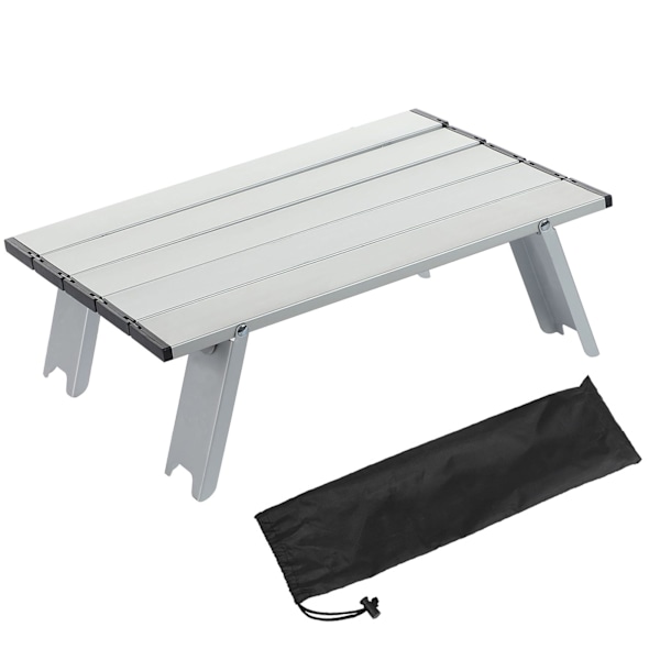 Litet hopfällbart bord för utomhusbruk i aluminiumlegering, bärbar hopfällbar campingbord för strandpicknick, silver