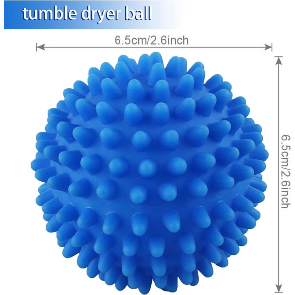 Vaskeballer med 6 stk (blå) for vaskemaskin og tørketrommel, gjenbrukbare baller for rengjøring av klær hjemme