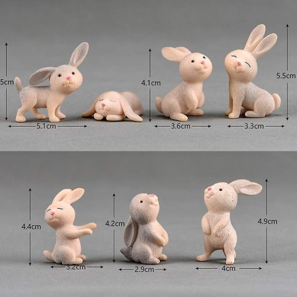 Söt kaninsimulering mini plast djurmodell docka för tecknad mikro landskapsdekoration