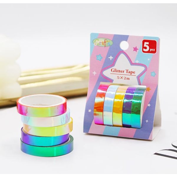 3 stykker fargelaser regnbuetape kreativ laser gradvis endringstape elevhåndbok materiale vanntett tape