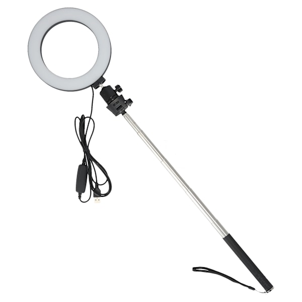 LED Selfie Fill Light Bærbar LED Ring Lampe 3 Modus Justerbar med Stativ for Sminke Video Live USB-drevet