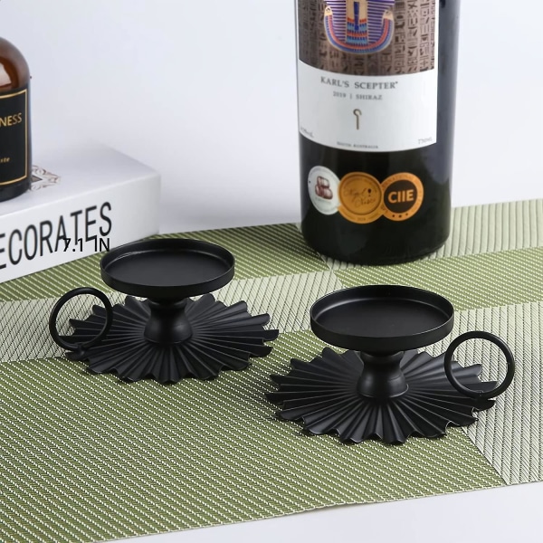 Rautainen ruokapöytä musta pitsinen kynttilänjalka koristeellinen koriste - 2 kpl