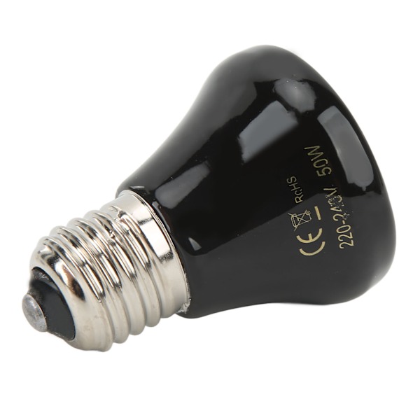 Keramisk krybdyr varmelampe pære mini infrarød varme keramisk amfibie varmelampe til firben krybdyr 220V‑240V 50W sort