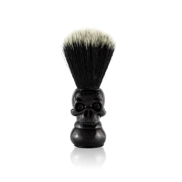 Skalle Hode Håndtak Barberbørste (svart) Barber Shop Skjegg Barberbørste Skjønnhetsverktøy for menn Daglig ansiktspleie
