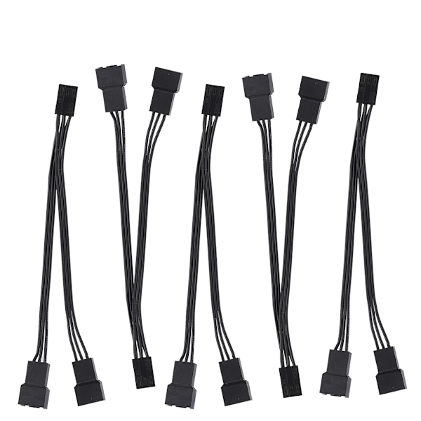 5 stk. 3-pin 1 til 2 forlængerkabel splitter CPU kabinet blæser sleeve adapter strømkabel
