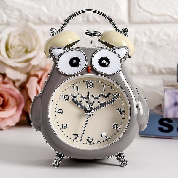 Pink Owl Analogt vækkeur til børn med høj klokke, lydløs, ikke-tikkende og natlys