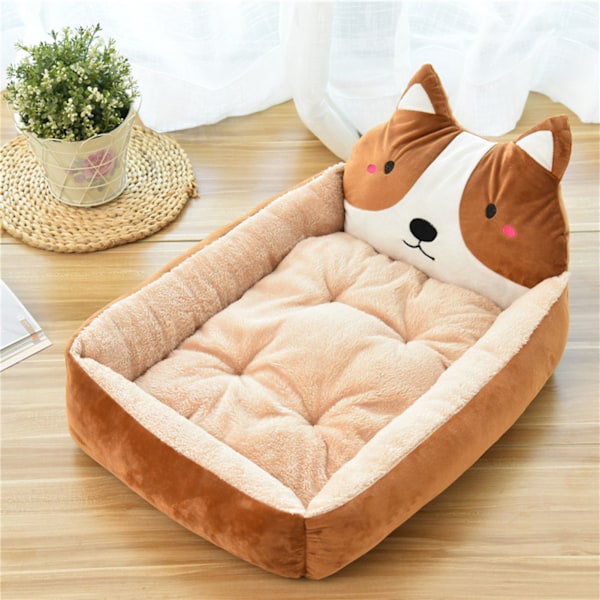 Tegneserie Hundebed Vinter Varmt Søtt Vaskbart Alle Sesonger Kjæledyr Bur Bed for Hunder Katter Kjæledyr Kaffe Akita Ca. 50cm/19.7in (Kjæledyr Under 2.5kg/5.5lb)