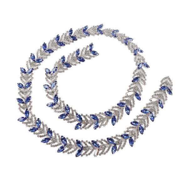 Kristalli tekojalokiviketju 1 jaardi 2,3 cm lasinen tekojalokivi lehden muotoinen kukkaketju DIY-koristelu vaatteille Korvakoru vyö Royal Blue