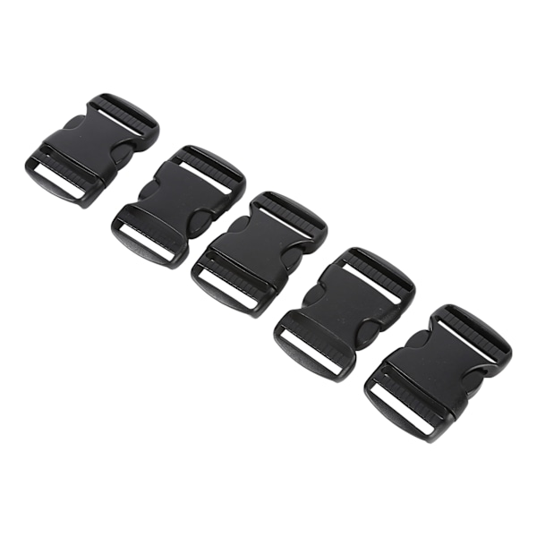 5 stk hurtigutløsingsspenne i plast, dobbel justerbar stroppspenne, erstatning DIY-håndverk for ryggsekk, svart, for 38 mm bred stropp