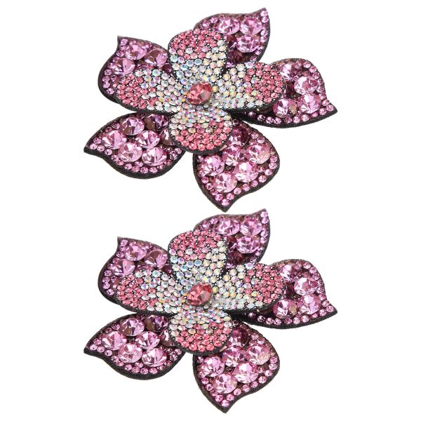 2 stk Crystal Diamond Patches Applikationer Klistermærker Blomster Tøj Sko Dekoration DIY Accessory Pink