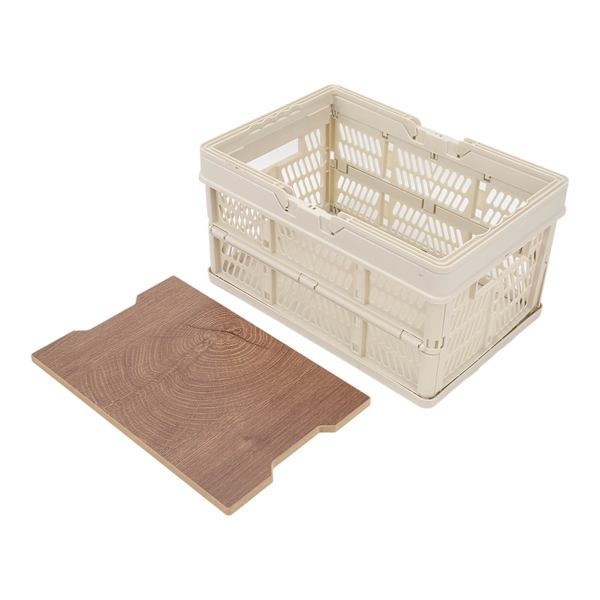 Camping Picnic Kurv Foldbar Stor Kapacitet Multifunktion Håndholdt Camping Opbevaringskurv Camping Opbevaringsboks Grå Hvid S