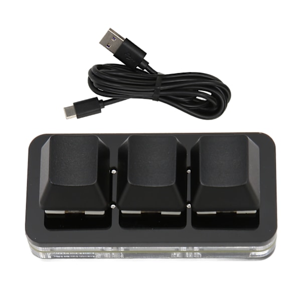 USB 3-näppäimen Mini-näppäimistö RGB LED -taustavalaistuksella Tukee kuumaa vaihtoa OSU HID -makro-ohjelmointi Windowsille OS X:lle Linuxille Musta