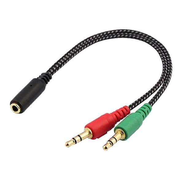 Hona til 2 Hann Headset Splitter Kabel Datamaskin Hodetelefon Mikrofon Adapter Omformer