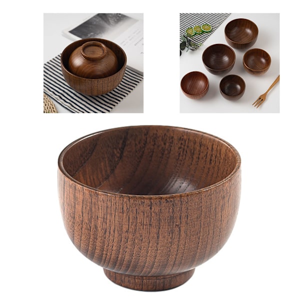 Syrlig Jujube trä gammalt lack hushållsskål japansk stil trä soppskål risskål trä bordsartiklar för barn barn vuxna små 9,5x6,5cm