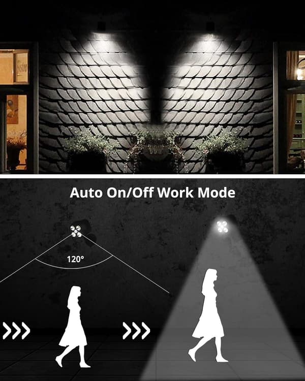 2-pack Battery-Powered Outdoor LED Security Light 600 Lumens Black