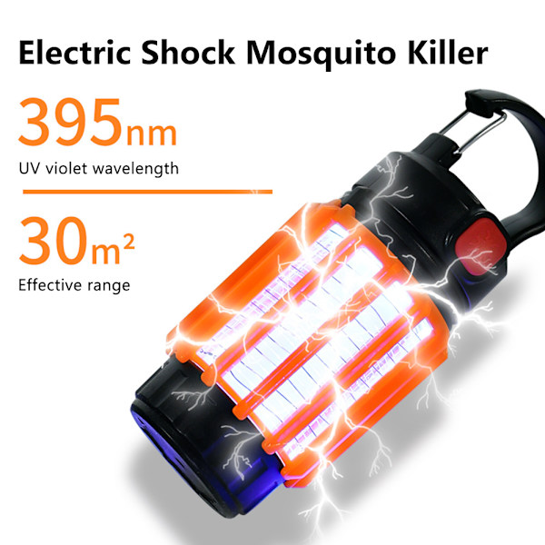2 i 1 Bug Zapper USB Uppladdningsbar Vattentät Myggdödare LED-lykta för Inomhus Utomhus Hem Trädgård Uteplats Camping