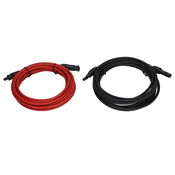 2 kpl Aurinkopaneelien Jatkokaapeli 10AWG 6mm² Aurinkopaneelien Jatkokaapeli Nimellinen Jännite 1000V DC Punainen Musta 5m / 16.4ft
