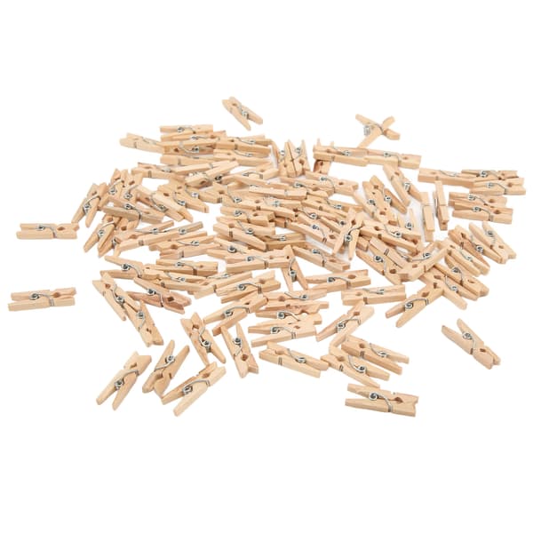 100 stk Mini Klesklyper i Tre Ubehandlet Solid Holdbar Bred Anvendelse Klesklyper Bildeklips