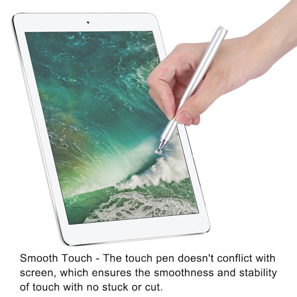 Smidig Disc Touch Stylus Touch Pen Hög Känslighet Anti-repa Peka Pennan för Telefon och Surfplatta (Silver)