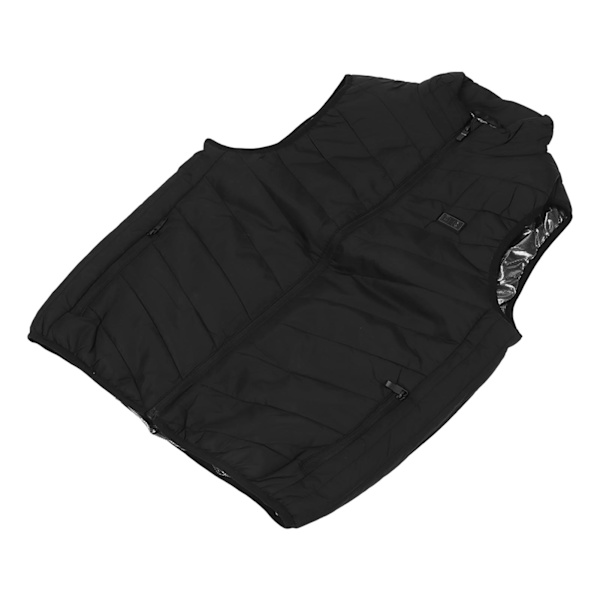 Musta 9-alueinen sähkölämmitteinen liivi, pystykaulus, tyylikäs, kaksoisohjaus, USB-lämmitteinen liivi ulkoilmaan, 3XL