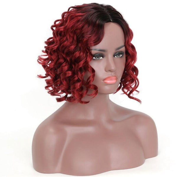 Kvinde paryk hoved rødt hoved kort krøllet hår kemisk fiber broche a9fc |  Fyndiq