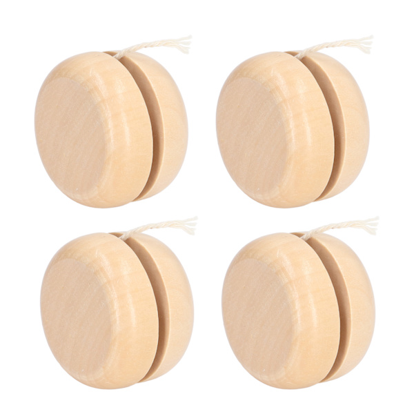 4 st Trä Yoyo Liten Storlek Portabel Premium Hållbar Trä Obehandlad Yta DIY YoYo Enkel Trä Yoyo