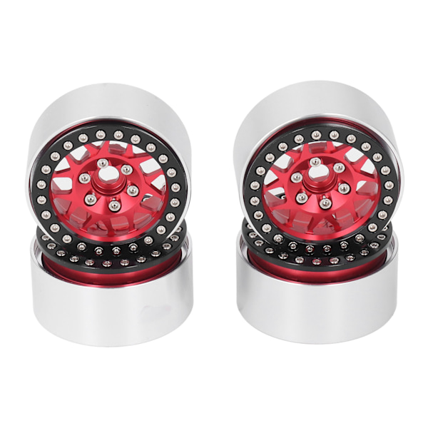 4 st 1,9 tum RC Beadlock Fälgar Aluminiumlegering Nav för Axial SCX10 90046 AXI 03007 1/10 RC Crawler Röd