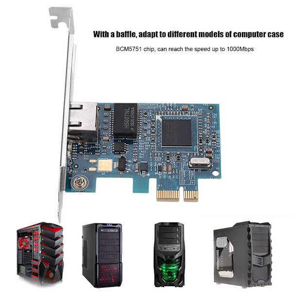 til Broadcom BCM5751 10/100/1000M PCI‑E Fast Ethernet Netværks Desktop Netværkskort