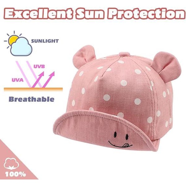 Säädettävä vaaleanpunainen baseball- cap one size pilkkupuuvillainen baby tytöt pojat lapset aurinkohattu säädettävä hattu kevät kesä syksy 6-24 kuukautta