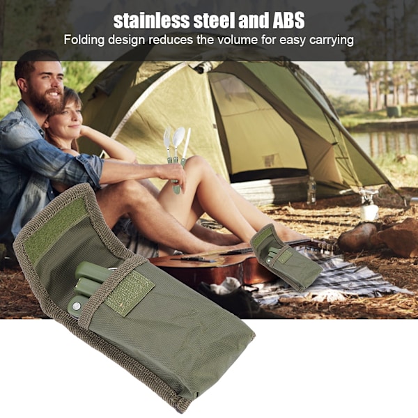Udendørs, foldbar gaffelkniv med ske i rustfrit stål, servicesæt til camping picnic-ture