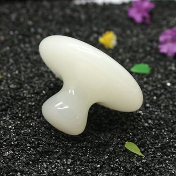 (Hvid) Gua Sha Crystal Stone Quartz Mushroom Face Body Massage Tool