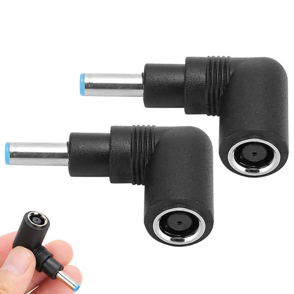 2 stk. Vinklet Strømstik Oplader Adapter 7,4x5,0mm til 4,5x3,0mm M/Pin til HP
