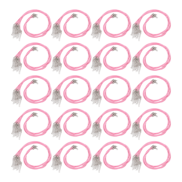 200 st vaxad halsbandssnöre med hummerlås justerbar längd DIY-rephalsband för smyckenstillverkning rosa