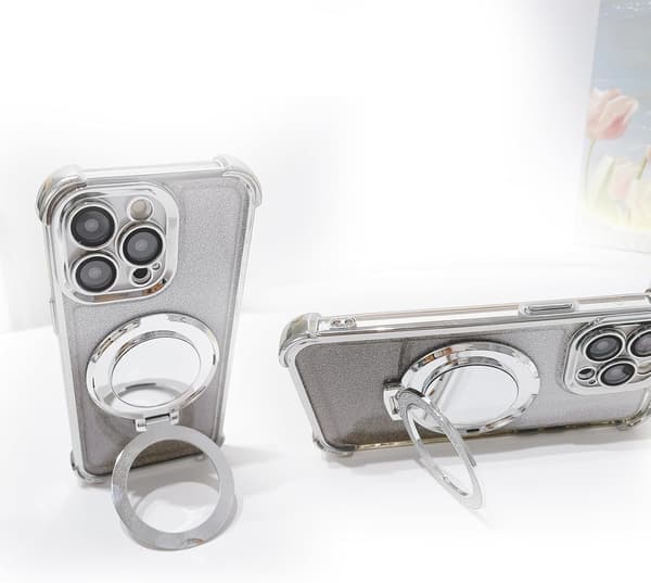 Telefonringhållare Silver, Diamant Bling Spegel Mobiltelefon Greppstativ, Stöder Magnetisk Laddning (Silver)