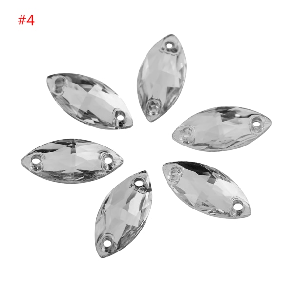200 st/förpackning Flatback Akryl Resin sömnad Glänsande kristall med hål hantverkstillbehör (#4)