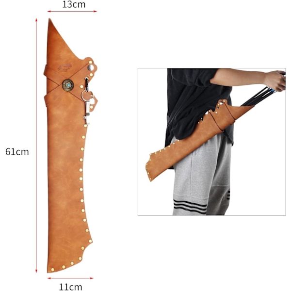 Bågskytte Koger Bågskytte Ryggpil Koger Hållare PU Läder Bågskytte Koger med Bältesklämma för Fält och Träning brown