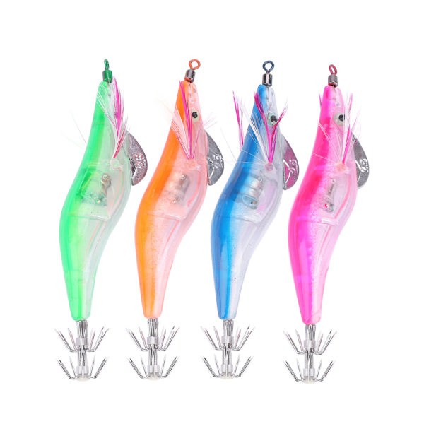 10 cm 4 farger elektrisk lysende bionisk rekeform saltvann blekksprutfiske lokker