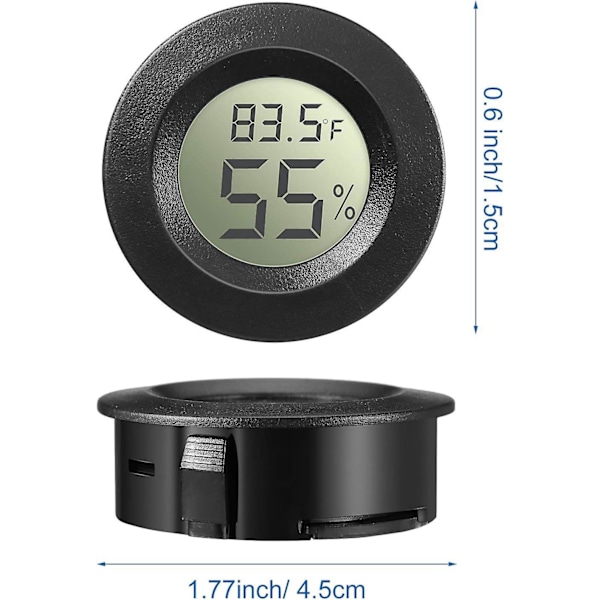 Mini-hygrometrit ja lämpömittarit - 8 kpl setti - LCD-näyttö - Sisä- ja ulkokäyttöön - Musta