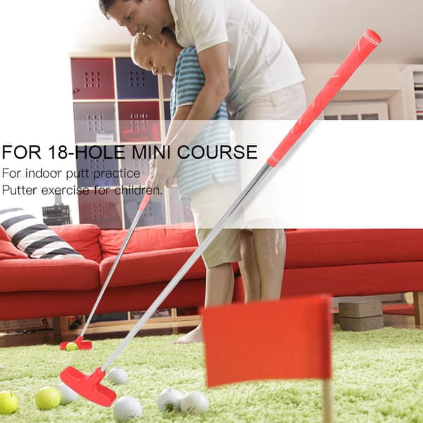 27 tommer Mini Golf Putter med Gummihoved til Børn, Stål Skaft (Rød)