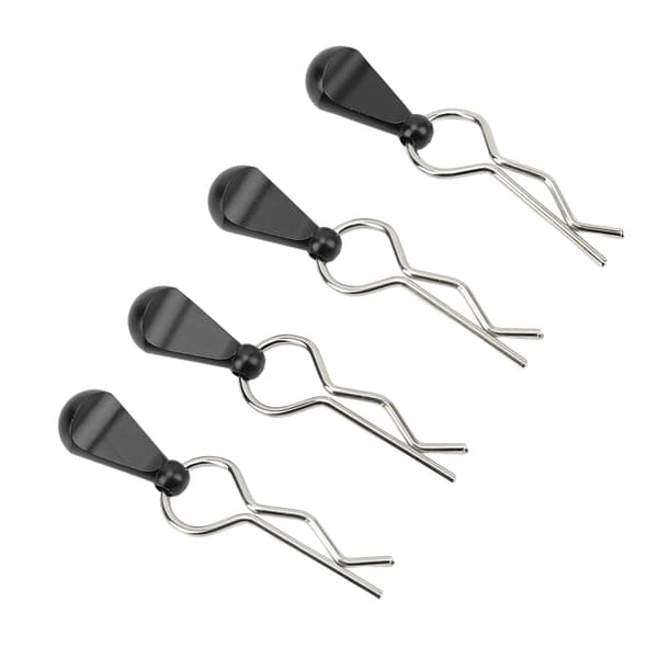4 stk. RC Karosseri Klips Stift Rustfrit Stål R-Form Universal til 1/8 1/10 Fjernstyret Bil Sort