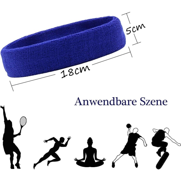Sports pannebånd for menn og kvinner Anti-skli bomull elastisk pannebånd for sport, svart/hvitt/grønt (3 stk)