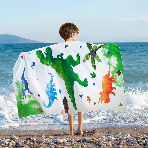 Hvit Dinosaur C004 strandhåndkle, 76 x 150 cm, for camping