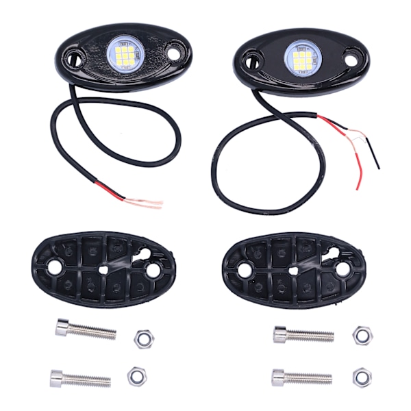 Par Rocklys Hvite 9LEDs IP68 Chassis Underglow Lampe Universell for Bil Lastebil ATV RZR UTV