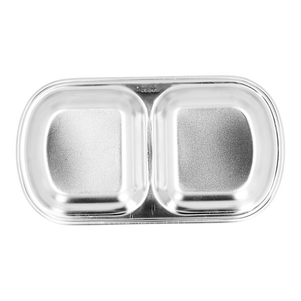 Krydderiskål i rustfrit stål, fortykket hotpot-sauce, opdelt gitter, snackskål til kantine, 2 gitre