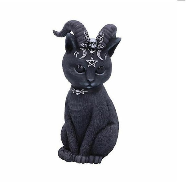 Mystisk kattestatue - Ornament for håndverk i svart harpiks