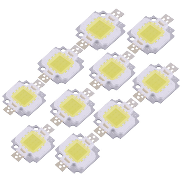 10 stk. 10W LED SMD Chip COB DC 9-10V til lampe, projektør, pære, pære, høj effekt, kølig hvid