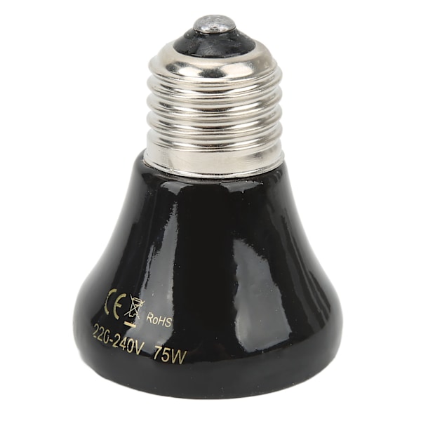 Keramisk krybdyr varmelampe pære mini infrarød varme keramisk amfibie varmelampe til firben krybdyr 220V‑240V 75W sort