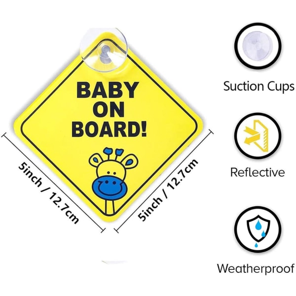 4 stk Baby-ombord-skilt for bil, magnetisk reflekterende sikkerhetsadvarselsklistremerker for biler
