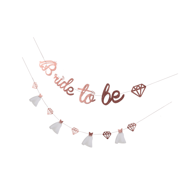 Bröllopsdusch Banner Guld Glitter Papper Glänsande Charmig Bröllopsdusch Skylt Papper Mesh Bride to Be Banner för Bröllopsdusch Roséguld