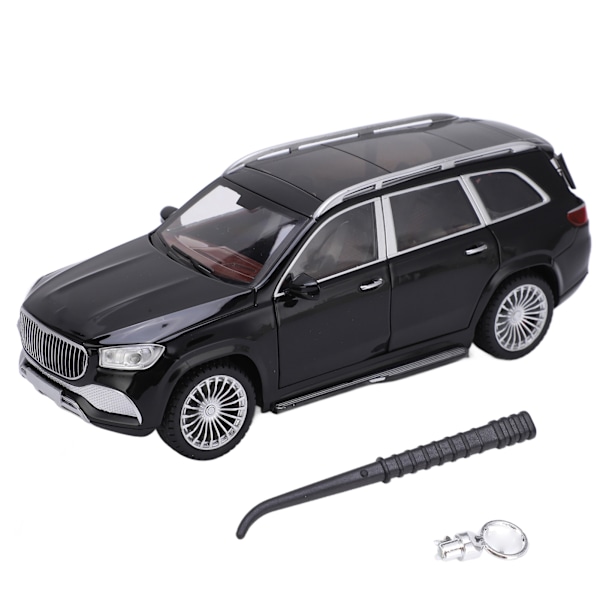 1/24 Modelbiler Legering Diecast SUV-model Køretøjslegetøj med Lyd og Lys til Børns Legetøjsamling Sort